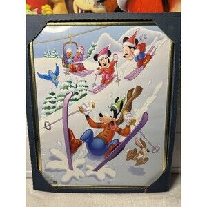 Vintage Disney OSP  Mickey Mouse Goofy Donald Skiing Poster #88103 16x20"